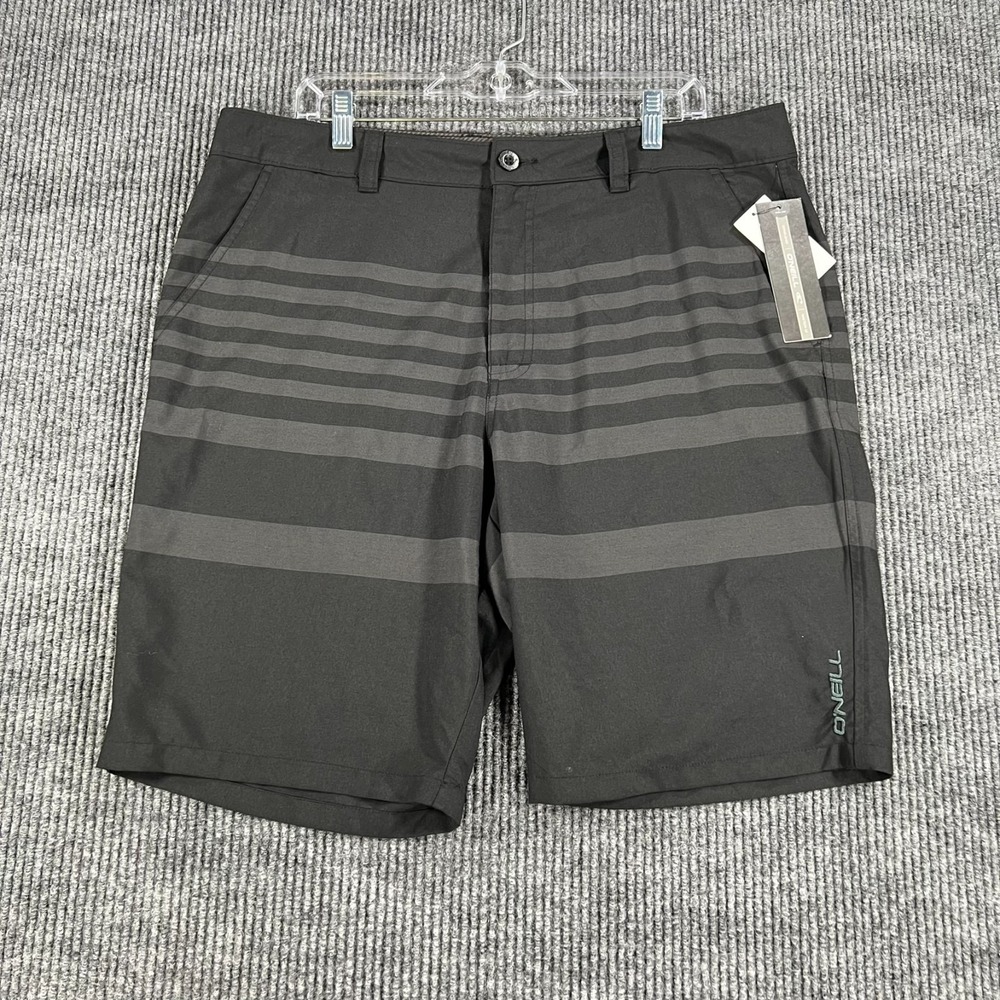 O'Neill Shorts Mens Size 36 Black Striped Chino Lightweight Casual Comfort New